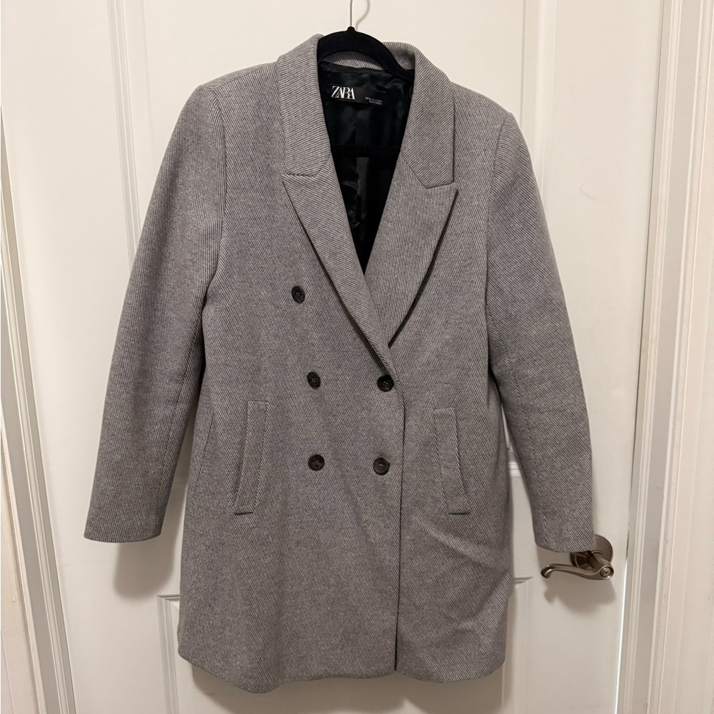 Zara Gray Double-Breasted Women's Coat